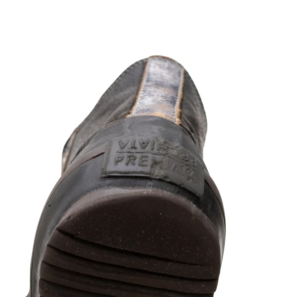 Premiata Men's High Top Leather Sneakers Black Silver Distressed Italy Size US 9